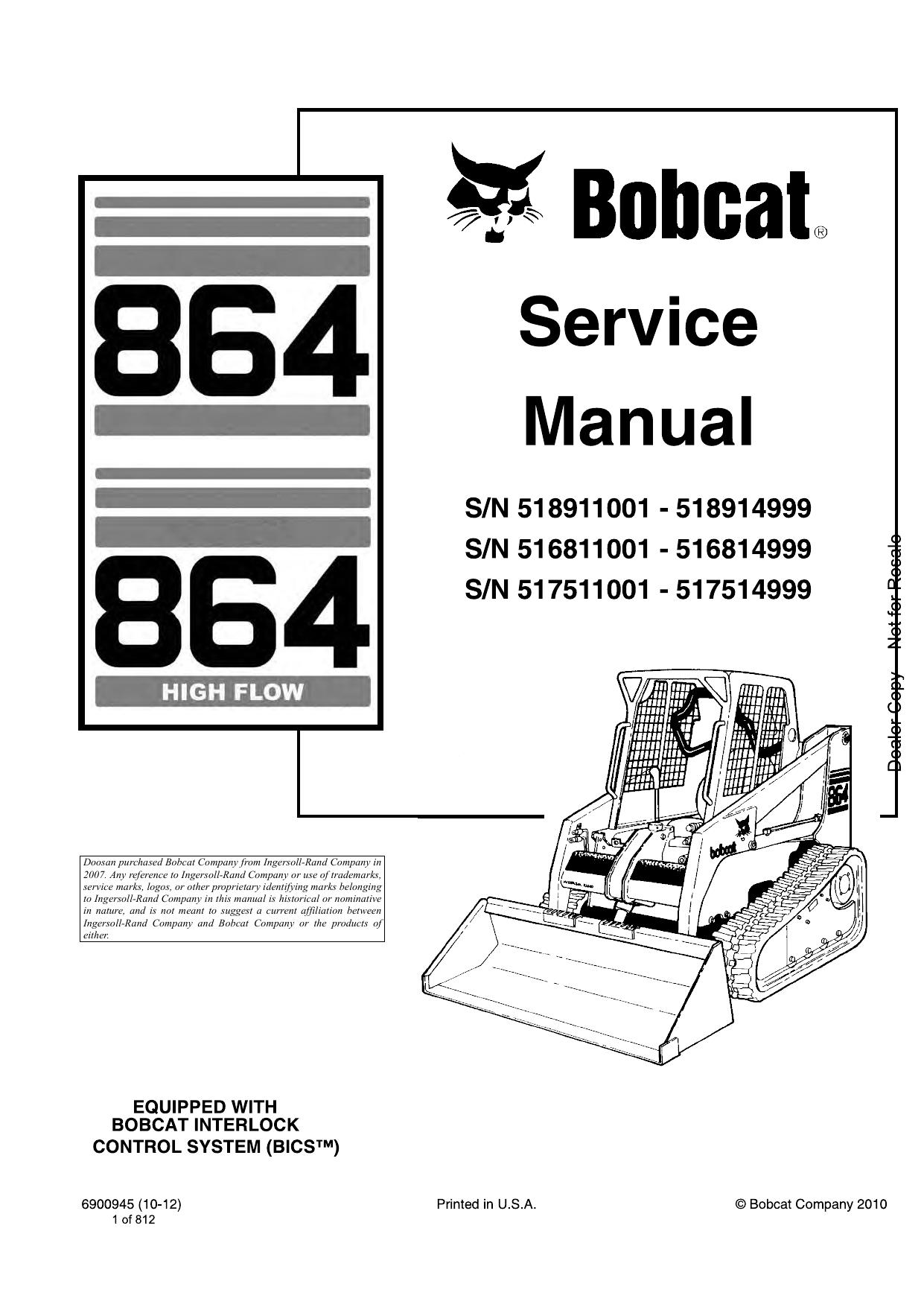 864 Loader Service Manual Bobcat